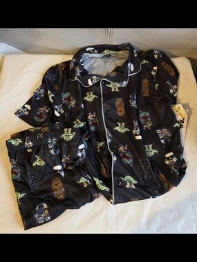 Star Wars Kids Black Short Pajama Set with Character Print